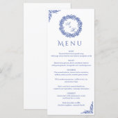 Elegant Vintage French Blue Floral Wedding  Menu (Voorkant / Achterkant)