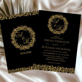 Elegant Vintage French Gold Floral Wedding Kaart