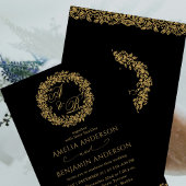 Elegant Vintage French Gold Floral Wedding Kaart