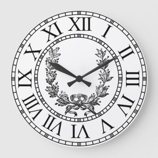 Elegant Vintage French Wreath Personalize Grote Klok (Voorkant)