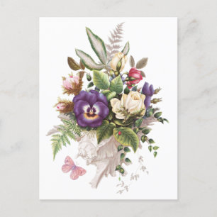 Elegant Vintage Garden Flowers Bouquet Briefkaart