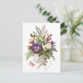Elegant Vintage Garden Flowers Bouquet Briefkaart (Staand voorkant)