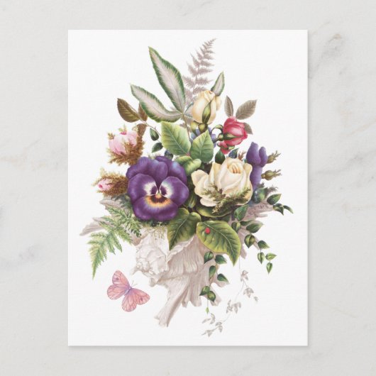 Elegant Vintage Garden Flowers Bouquet Briefkaart (Voorkant)