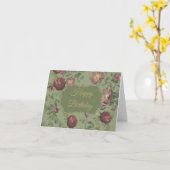 Elegant Vintage Garden Rozen Happy Birthday Kaart (Gele Bloem)