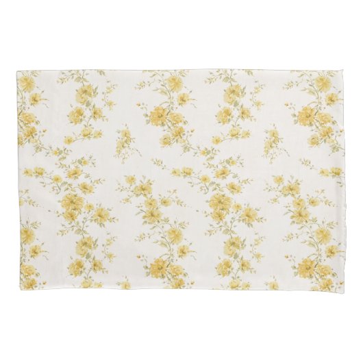 Elegant Vintage Geel Rozen Bloempatroon  Kussensloop (Voorkant)