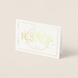 Elegant Vintage Gold Flourish RSVP Foil Card Folie Kaarten