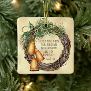 Elegant Vintage Gold Waterverf Isaiah 9:6 Wreator Keramisch Ornament