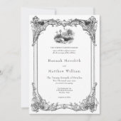 Elegant Vintage Gothic Black Toile Skull Wedding Kaart (Voorkant)