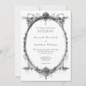Elegant Vintage Gothic Black Toile Wedding Kaart (Voorkant)