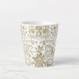 Elegant Vintage Goud Beige Barok Bloemmotief  Latte Mok