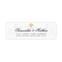 Elegant Vintage Gouden Damast Schrift Huwelijksadr