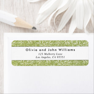 Elegant Vintage Green Botanical Return Address Etiket
