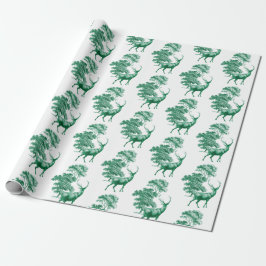 Elegant Vintage Green Deer Country Toile Cadeaupapier