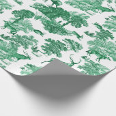 Elegant Vintage Green Deer Fox Country Toile Cadeaupapier (Hoek)