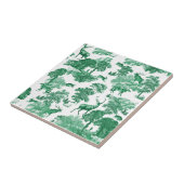Elegant Vintage Green Deer Toile Seamless Tegeltje (Zijkant)