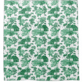 Elegant Vintage Green French Toile Deer Douchegordijn (Voorkant)