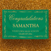 Elegant Vintage Green Gold Afstuderen Spandoek