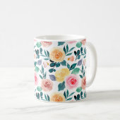 Elegant Vintage Green Waterverf Floral Pattern Koffiemok (Voorkant rechts)