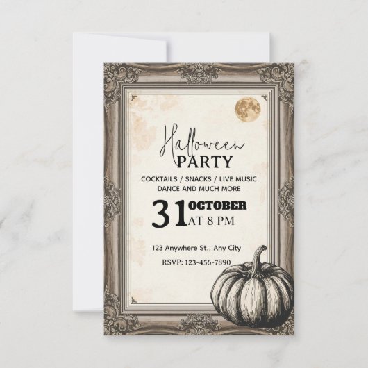 Elegant Vintage Halloween Party Invitation – Edita Kaart (Voorkant)