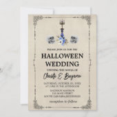 Elegant Vintage Halloween Wedding Kaart (Voorkant)