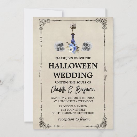 Elegant Vintage Halloween Wedding Kaart (Voorkant)