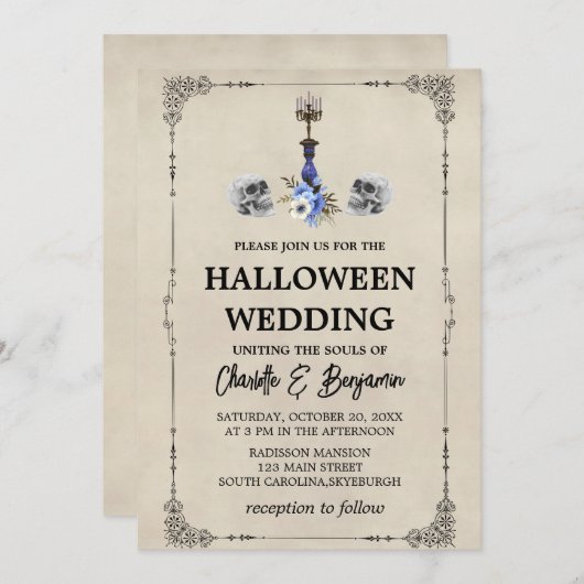 Elegant Vintage Halloween Wedding Kaart (Voorkant / Achterkant)