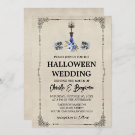 Elegant Vintage Halloween Wedding Kaart