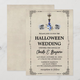 Elegant Vintage Halloween Wedding Kaart