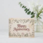 Elegant Vintage "Happy Anniversery" Design Briefkaart (Staand voorkant)