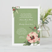 Elegant Vintage Hibiscus Floral Wedding Invitation Kaart (Staand voorkant)