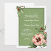 Elegant Vintage Hibiscus Floral Wedding Invitation Kaart (Voorkant / Achterkant)