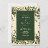 Elegant Vintage Holly Wedding  Kaart (Voorkant)