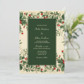 Elegant Vintage Holly Wedding  Kaart (Staand voorkant)