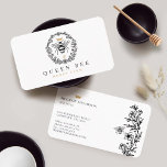 Elegant Vintage Honey Queen Bee Black & White Busi Visitekaartje<br><div class="desc">Elegant stijlvol visitekaartje met honingthema. Het ontwerp is voorzien van een eigen, met de hand getekende koningin van het model honingbij met een elegante gouden kroon boven de koningin. Een prachtige, rustige florale stijl met lijsten van de bijenkoningbijen Een zwarte achtergrond contrasteert prachtig met de bijenkoningtekening. Gepersonaliseerd met uw bedrijfsnaam...</div>