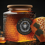 Elegant Vintage Honey Queen Bee Black & White Ronde Sticker<br><div class="desc">Elegant stijlvol, honingvormig kleefvormig ontwerp dat perfect bij uw producten past. Het ontwerp is voorzien van een eigen, met de hand getekende koningin van het model honingbij met een elegante gouden kroon boven de koningin. Een prachtige, rustige florale stijl met lijsten van de bijenkoningbijen Een zwarte achtergrond contrasteert prachtig met...</div>
