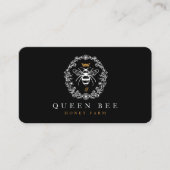 Elegant Vintage Honey Queen Bee Black & White Visitekaartje (Voorkant)