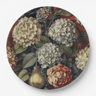 Elegant vintage Hortensia bloempatroon Papieren Bordje