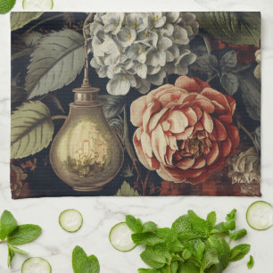 Elegant vintage Hortensia Bloempatroon Theedoek
