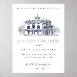 Elegant Vintage Italian Villa Welcome Wedding Poster