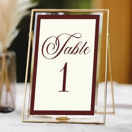 Elegant Vintage Ivory Dark Burgundy Wedding Kaart