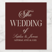 Elegant Vintage Ivory Dark Burgundy Wedding Wijn Etiket (Enkel label)