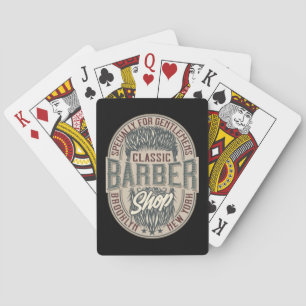 Elegant Vintage Kapperszaak Retro Logo Pokerkaarten