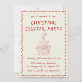 Elegant Vintage Kerst Cocktailparty Kaart (Voorkant)