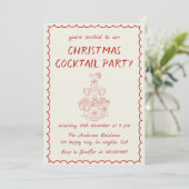 Elegant Vintage Kerst Cocktailparty Kaart (Staand voorkant)
