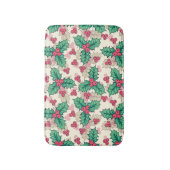Elegant Vintage kerst Holly Floral Pattern | Badmat (Voorkant Verticaal)