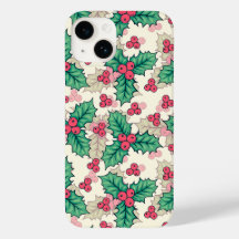 Elegant Vintage kerst Holly Floral Pattern |