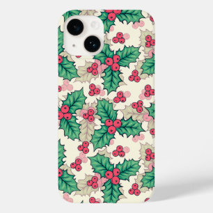 Elegant Vintage kerst Holly Floral Pattern   Case-Mate iPhone 14 Hoesje