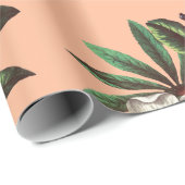 Elegant Vintage Kerst Roos Perzik Sinaasappel Cadeaupapier (Rol Hoek)