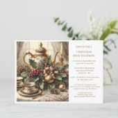 Elegant Vintage Kerst Tea Party Kaart (Staand voorkant)