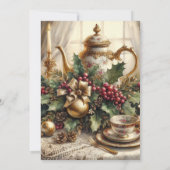 Elegant Vintage Kerst Tea Party Kaart (Achterkant)